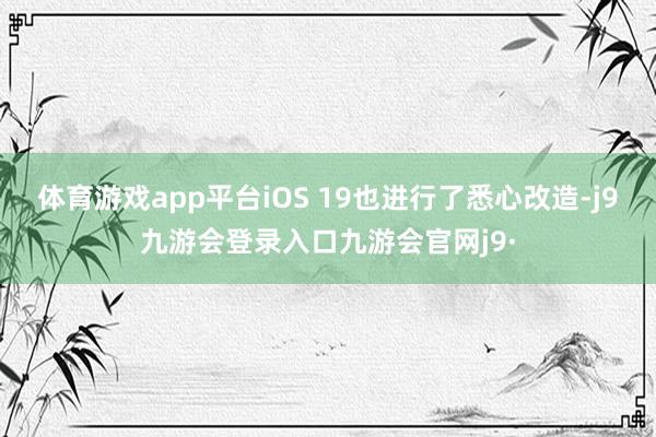 体育游戏app平台iOS 19也进行了悉心改造-j9九游会登录入口九游会官网j9·