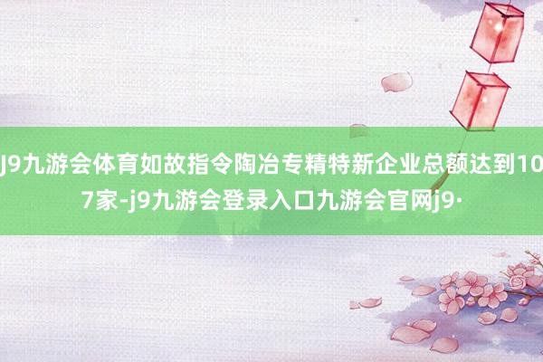 J9九游会体育如故指令陶冶专精特新企业总额达到107家-j9九游会登录入口九游会官网j9·