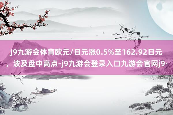 J9九游会体育欧元/日元涨0.5%至162.92日元，波及盘中高点-j9九游会登录入口九游会官网j9·