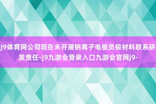 J9体育网公司现在未开展钠离子电板负极材料联系研发责任-j9九游会登录入口九游会官网j9·